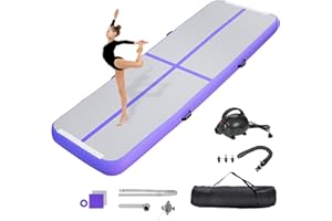 KIKILIVE Inflatable Gymnastics Air Tumbling Track Mat 10ft 13ft 16ft 20ft, Air Tumble Track Mat with Electric Air Pump for Home Use Training Cheerleading Yoga Water Beach Park