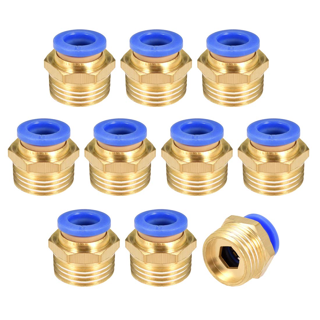 sourcing map Straight Pneumatic Push to Quick Connect Fittings G3/8 Male x 8mm Tube OD 10pcs