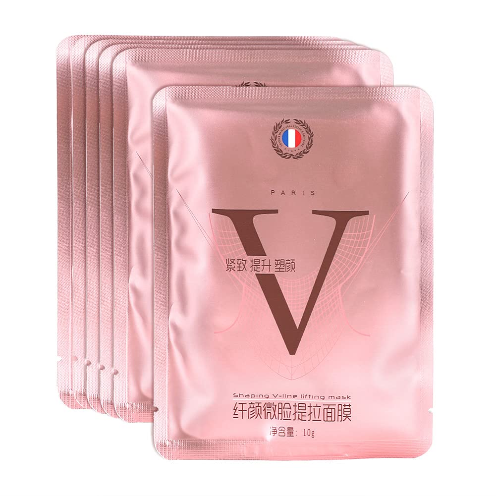 V Line Lifting Face Mask, V-Line face Chin Lift and Shaping Mask Slimming Lifting Firming Double Chin Treatment Mask Firm Moisture,Chin Strap For Double Chin Remover(5pcs)