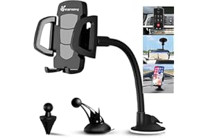 Vansky Car Phone Holder Mount, 3-in-1 Universal Cell Phone Holder Car Air Vent Holder Dashboard Mount Windshield Mount Fit for iPhone 17 16 15 14 13 Pro Max, Samsung S24 S23 LG Sony and More
