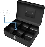 Cathedral Products Key Lockable Cash Box 10 Inch with Lift Out Tray Black view 3