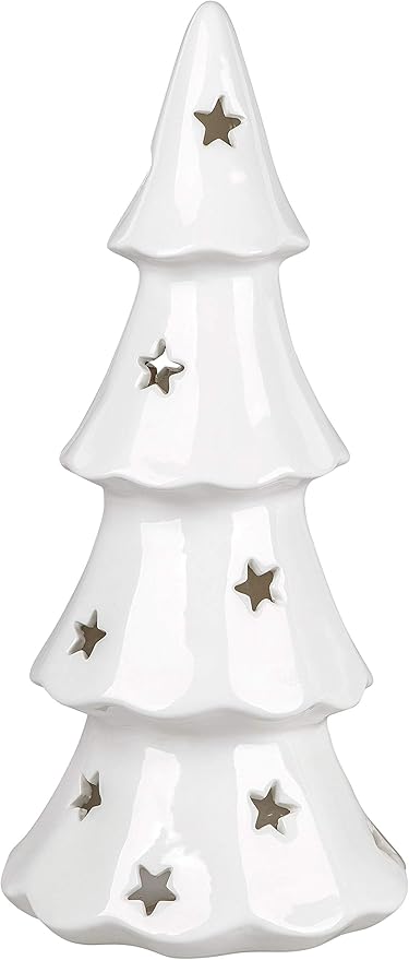 Albero Di Natale 40cm.Dekojohnson Portacandela A Forma Di Albero Di Natale Con Stella 22 X 40 Cm Colore Bianco Amazon It Casa E Cucina