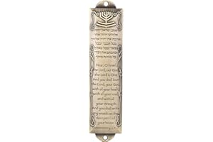 BRTAGG Mezuzah Case, 5.3" Height, English & Hebrew Scripture, Bronze