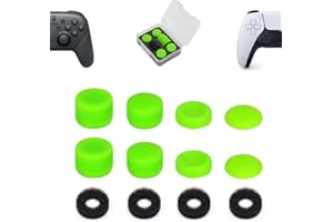 ShiMa Owl Thumb Grip Controller Gamepad Raised Antislip Thumb Stick Grips Thumbsticks Joystick Cap for PS5/4,Switch Pro Controller-Precision Rings(4pcs),Storage Case,Thumb Grips(8pcs),Green Set