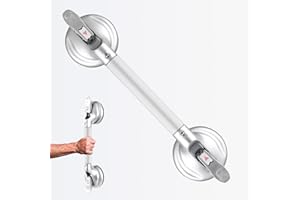 Daren Medical 17-Inch Shower Handle - Upgraded Grab Bar with Strong Suction Cups for Bathtub & Shower Safety, Ideal for Seniors, Elderly, Disabled -Silver