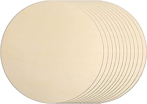 12Pcs 12 Inch Wood Circles for Crafts, Unfinished Blank Wooden Rounds Slice Wooden Cutouts for DIY Crafts, Door Hanger, Sign, Wood Buring, Painting, Christmas Décor