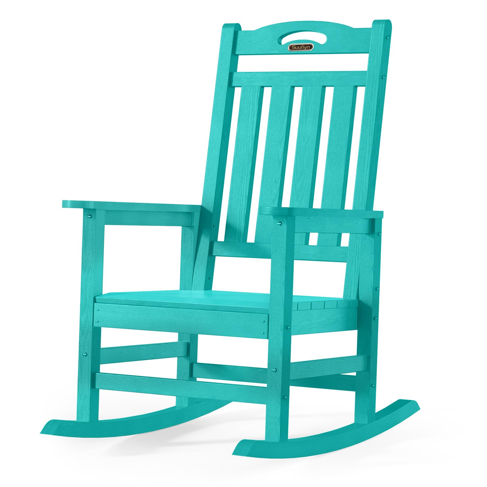 Photo 1 of SUUNYN Oversized Outdoor Rocking Chair, High Back Porch Rocker Chair, HDPE All Weather Resistant Rocking Chairs for Patio, 380lbs Weight Capacity, Lake Blue