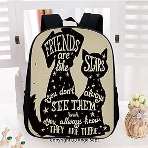 Mochila para niños, siluetas de gato y perro con frase temática de la