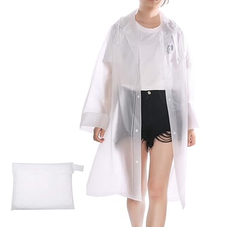 UNIQUEBELLA Transparent Regenmantel Regenponcho Regencape Regenjacke für Damen und Herren Wasserdicht Wiederverwendbar Eva Re