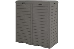 LHBGO Trash Garbage Can, 62 Gallon Kitchen Trash Can with Double Box, Waterproof Garbage Can with Tiered Lid and Drip Tray, Resin Outside Trash Bin for Patio, Backyard, Deck