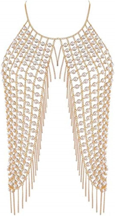 BlueSpace Body Chain Necklace for Women Sexy Bikini Jewelry Womens Swimsuits Top Bra Chains Summer Accessories for Beach Party Swimming Pool
