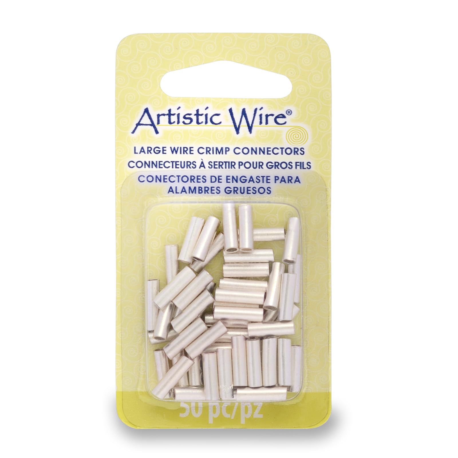 Artistic Wire Large Gauge Crimp Tubes, Tarnish Resistant Silver Plated, for 12 ga Wire, ID 2.2 mm / .086 in, 50 pc
