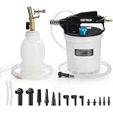FOUR UNCLES 2L Vacuum Brake Bleeder Pump Kit with 16 PCS Adapter | Pneumatic Brake Fluid Extractor, 2 Bleed Hoses &amp; 1L Filling Bottle, One-Person Brake Bleeding