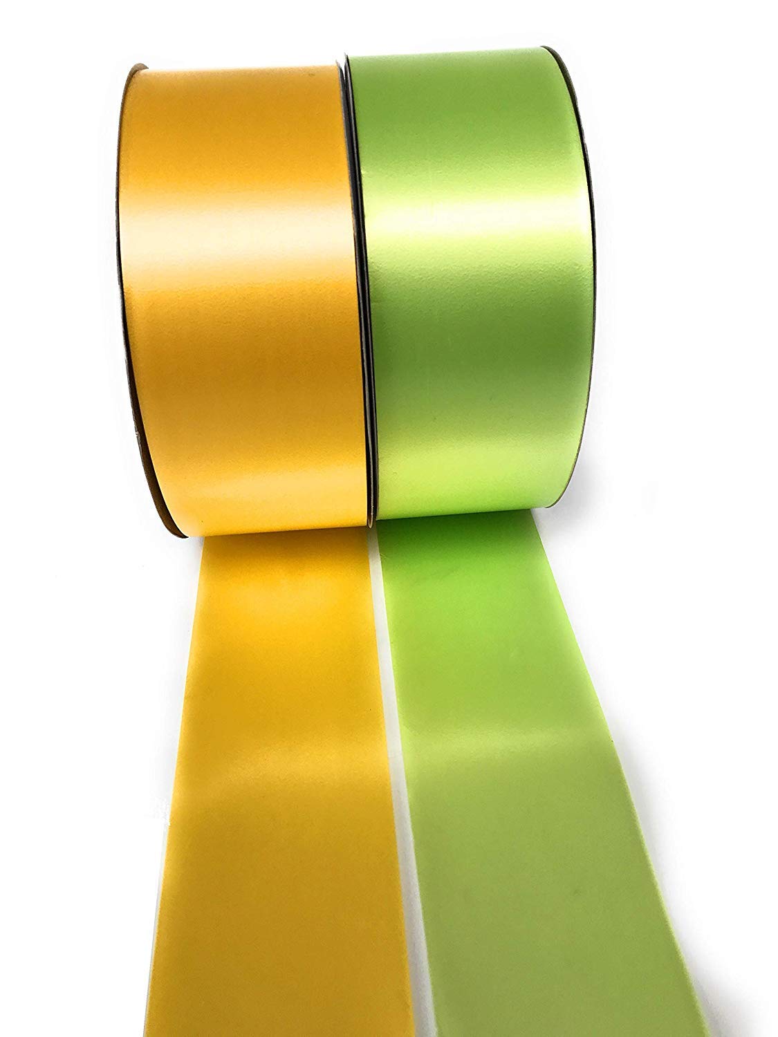 INERRA Ribbon Multipack - 2 x 100 Yard Rolls (Yellow & Lime Green) Wedding Flowers Gift Decoration & Christmas