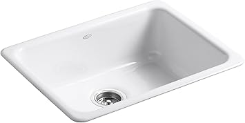 Kohler K 6585 0 Iron Tones Self Rimming Undercounter Kitchen Sink White Amazon Com