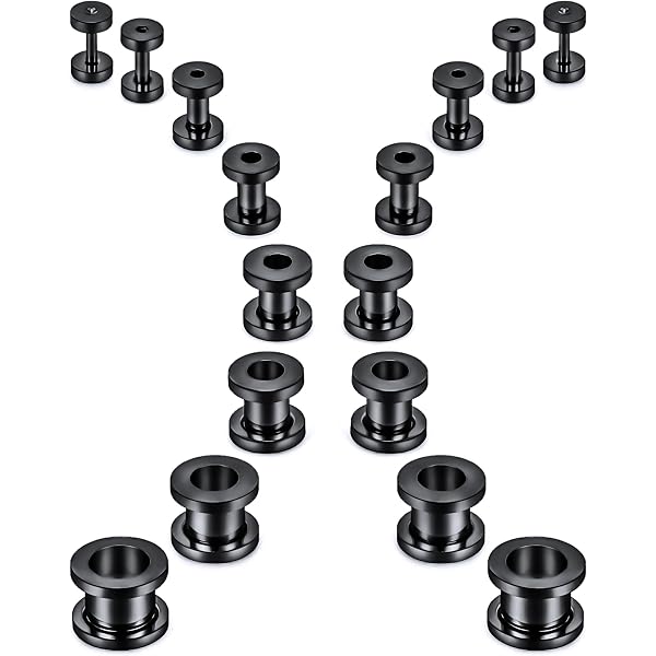 Tunnels Oreille En Acier Chirurgical - 2 Paires - Diamant - Tailles 6-16mm - Pour Stretching Et Piercing