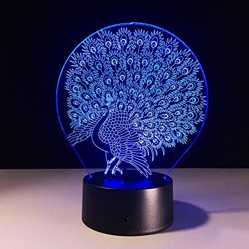 3D Peacock Lamp Home Decoration Atmosphere Luminarias Touch 7 Color Changing LED Illusion Nightlight Peafowl Splendid Tail Decor