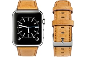 top4cus 42mm/44mm Genuine Leather Band Compatible with Apple Watch Series 6 Series SE Series 5 Series 4 Series 3/2/1 and Spor