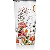 Mushroom Gifts 20 oz Tumbler, Butterfly Stainless Steel Insulated Water Bottle, Mushrooms Themed Insulated Travel Coffee Mugs, Mushroom Lover Gifts for Women Girls Mom Christmas Birthday Present