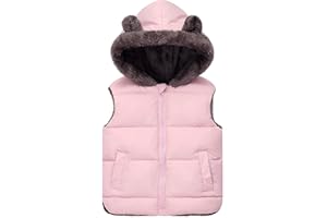 Toddler Boys Fleece Puffer Vest Baby Girls Sleeveless Quilted Jackets Winter Warm Zip Down Hooded Gilet Waistcoat