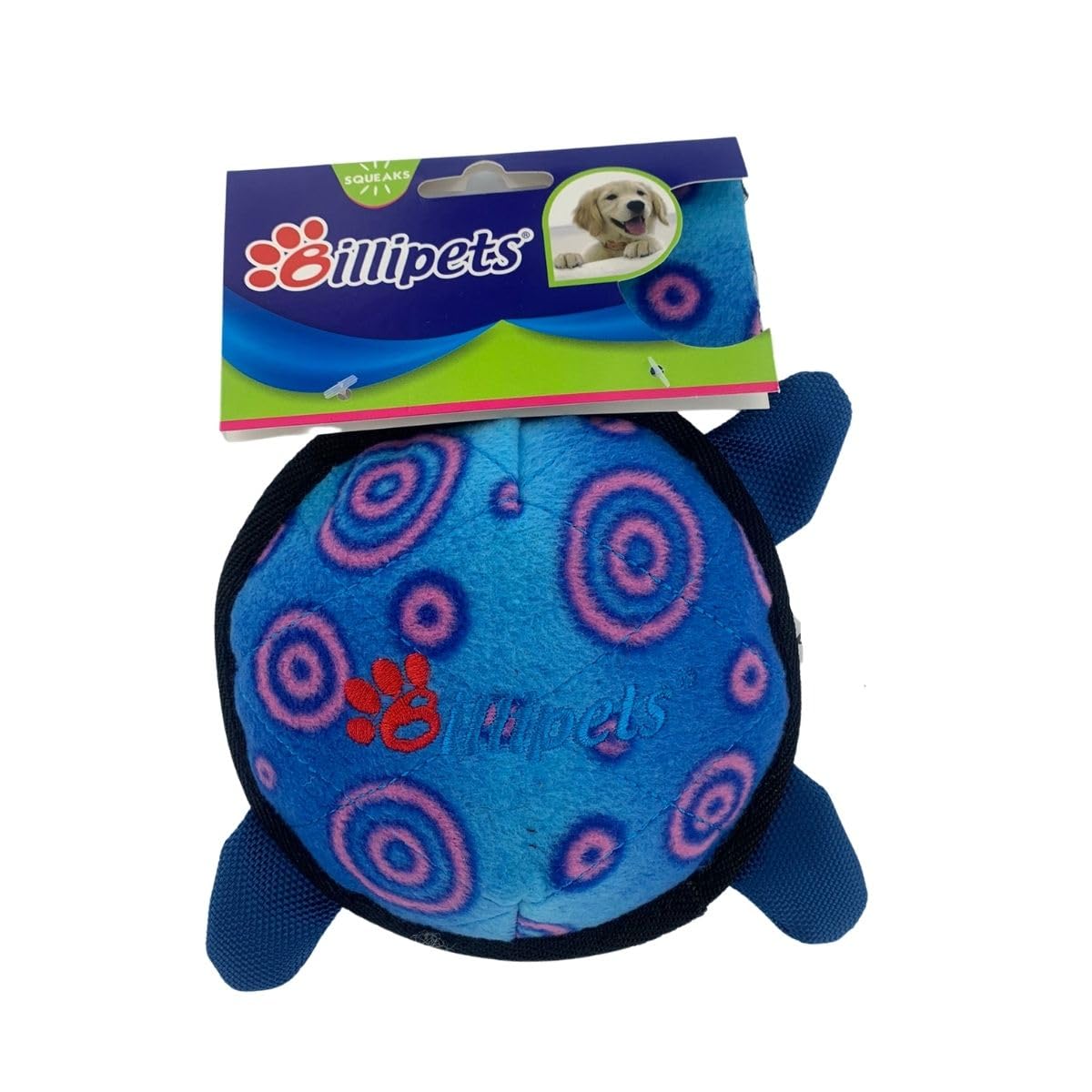 Billipets 20cm Tough Toy-Turtle. Two layers tough cloth durable! Squeaker for extra fun! It is a great toy for tugging and tossing fun Interactive game of tug and fetch! (Blue)