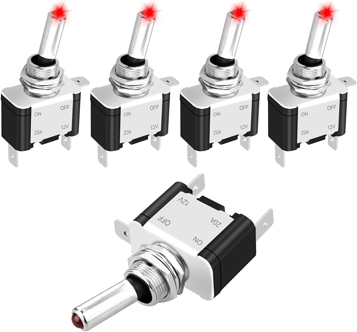 Photo 1 of Linkstyle 5PCS 12V LED Toggle Switch, Waterproof 3 Pin SPST 20A ON/Off Red Lighted Rocker Toggle Switch, for Auto Car Marine RV Vehicles Truck Boat Dash