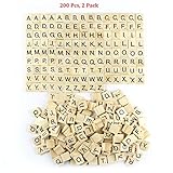 Amaonm 200 Pcs DIY Wood Letters, Letters Tiles, Scrabble Letters, Wooden Letters, Replacement Tiles, Square letter, Tile Games Great for Crafts, Spelling, Pendants, Scrapbooking, Jewelry Making
