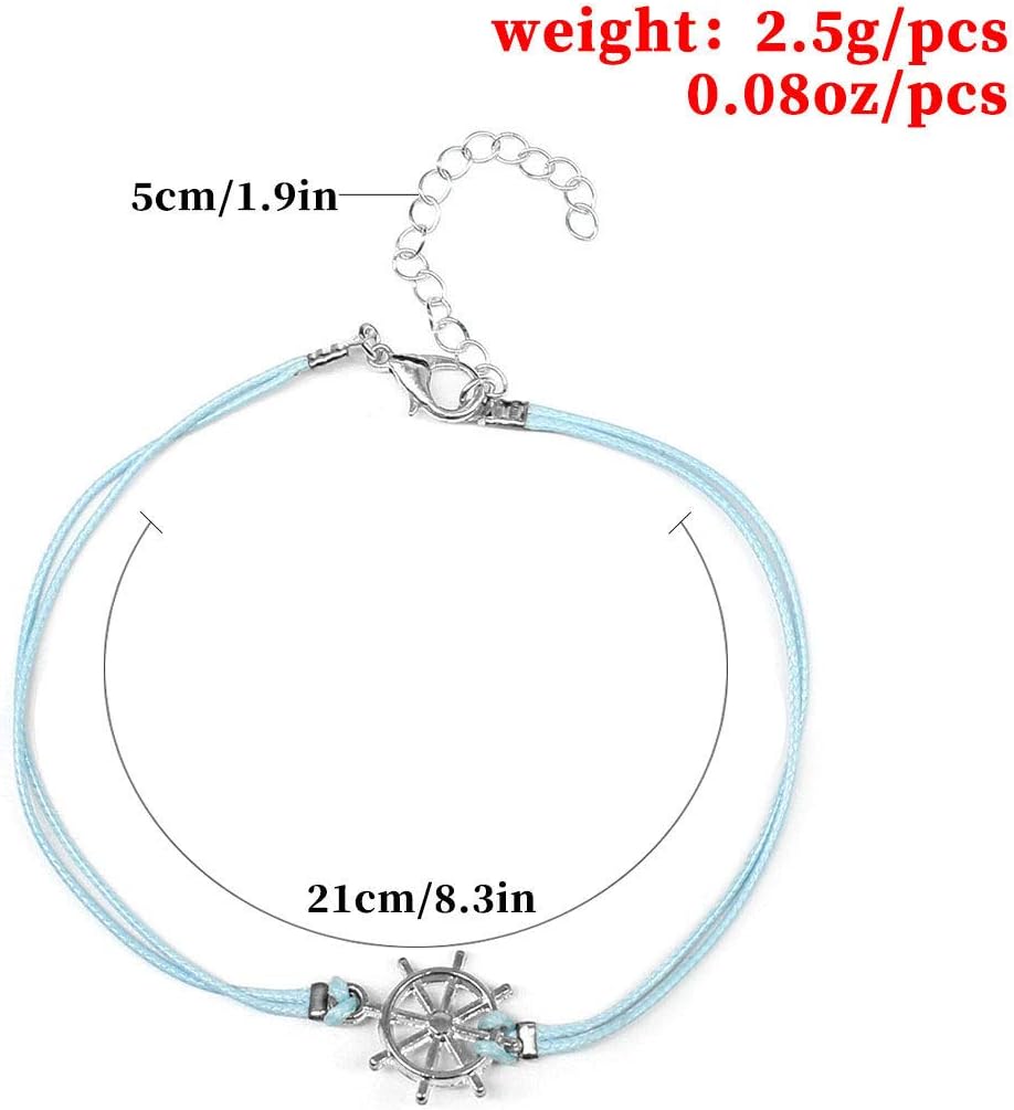 Yienate Boho Anklets Simple Rudder Ankle Bracelet Charm Dainty Summer Barefoot Beach Anklet Foot Jewelry for Women and Girls (Silver) - Image 3
