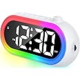 OCUBE Digital Alarm Clocks for Bedrooms with Wake Up Light,Colorful Bedside Clock Mains Powered with Night Light,Dual Alarms,100dB Super Loud,USB Charger,Snooze for Teens Kids Boys Girls Seniors