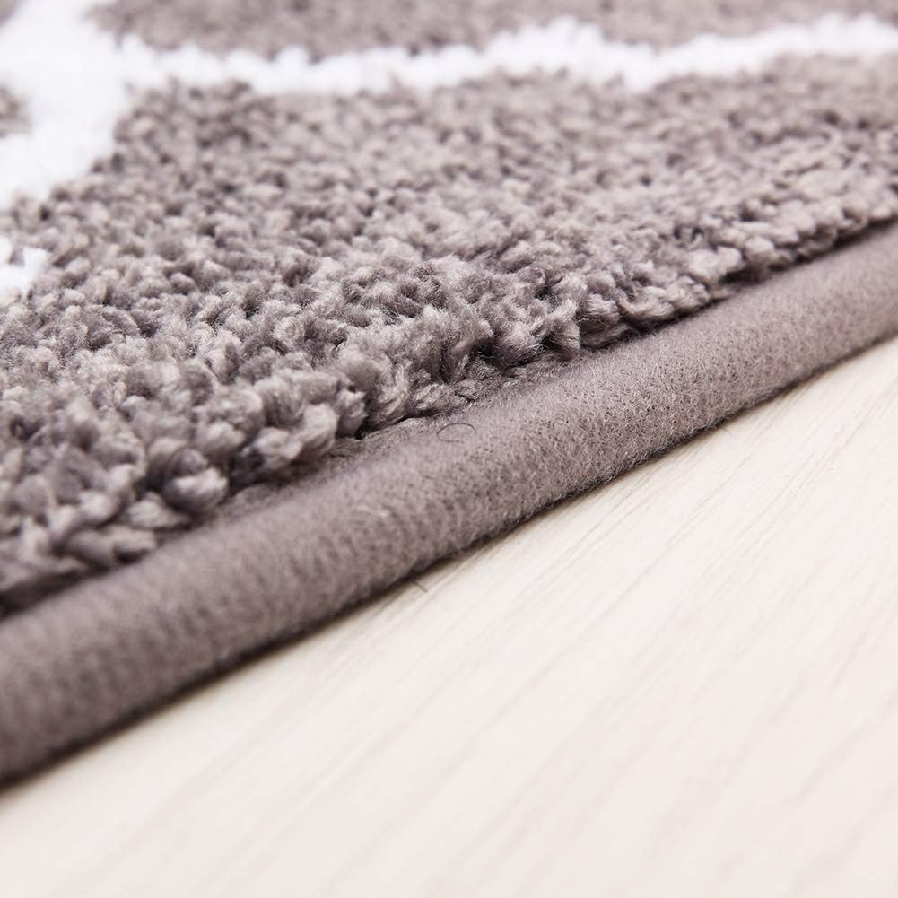 Carvapet 2 Pieces Microfiber Moroccan Trellis Non-Slip Soft Kitchen Mat Bath Rug Doormat Runner Carpet Set, 17"x48"+17"x24", Grey: Home & Kitchen