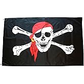 Super Z Outlet Pirate Jolly Roger Bandana Flag 3x5 Double Sided Outdoor 3 Ply-Vivid Color Clear Pattern Reinforcement Sewing Durable Polyester with 2 Brass Grommets