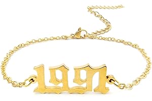 CSIYANJRY99 Birth Year Ankle Bracelets for Women,14K Gold Plated Birth Year Number Anklets Adjustable Chain Beach Foot Ankle Bracelets for Teen Girls Birthday Gifts