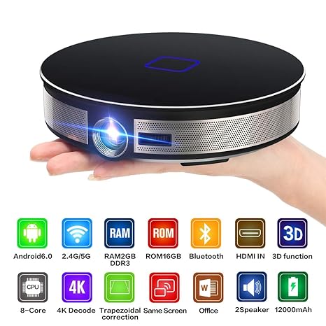 QLPP Proyector Inteligente LED Android 6.0, Proyector 3D ...