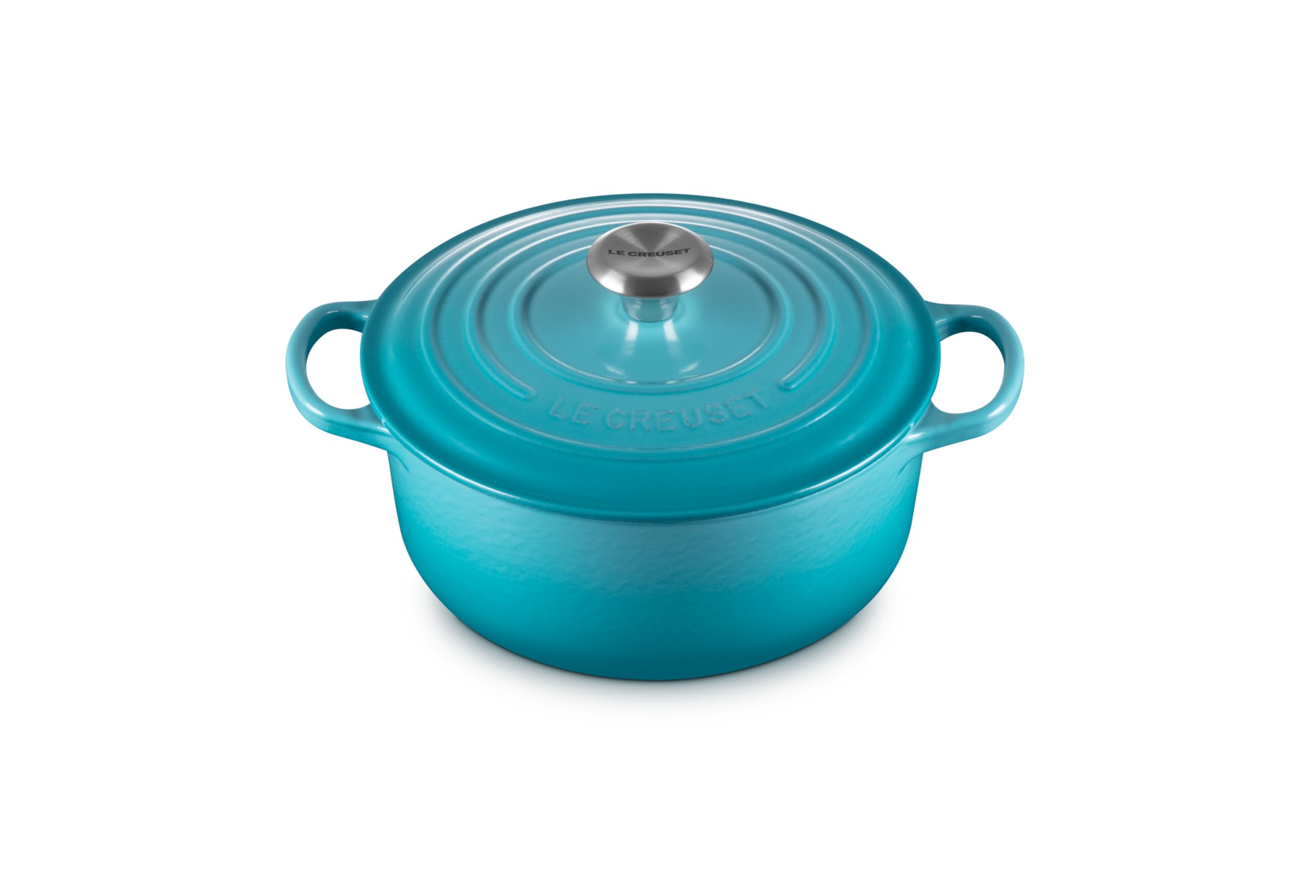 Le Creuset Signature Enamelled Cast Iron Round Casserole Dish With Lid, 20 cm, 2.4 Litre, Teal, 21177201702430