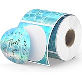 2 Inch 500 Pcs Holographic Thermal Stickers, Rainbow Glitter Finish, Water-Proof & Tear-Resistant Label, for Logo Design, Price/Name Tag, Barcode, DIY Custom, Aurora Ocean Blue, 500 Labels/Roll