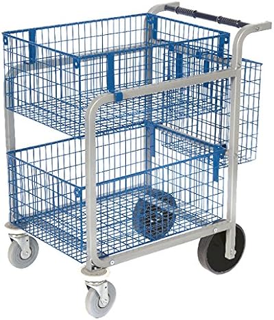 Gosecure Large Mail Trolley with 2 Wire Baskets - Office Sorting Cart