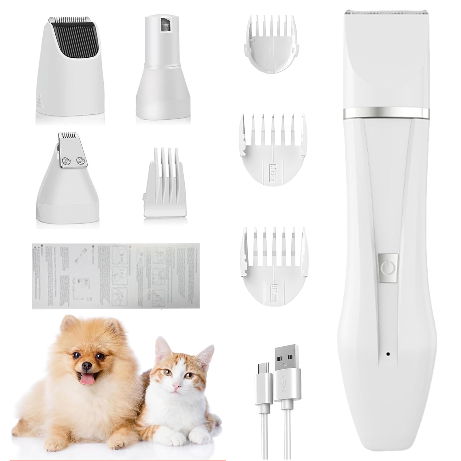 4 in 1 Dog Clippers Dog Paw Trimmer with Paw Trimmer and Nail Grinders for Dogs Cats and Small Pets for Trimming Hair Around Paws, Eyes, Ears, Face, Rump