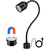 Magnetic Work Light, LED Machine Light with Flexible Gooseneck and Magnetic Base, Shop Tool Lamp for Lathe, Work Bench, Sewing Machine, Grill, Industrial Lighting Black