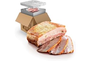 DEN'S HOT DOGS Grumpy Butcher Smoked Pork Belly (2 lb each, 2 Pack) | Uncut Fully-Cooked Pork Bacon Slab | Premium Breed Pork Meat