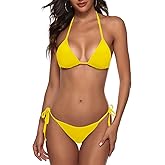 Women Two Piece Bikini Swimsuit Sexy Bathing Suits Halter Triangle Tops String Bikini Sets