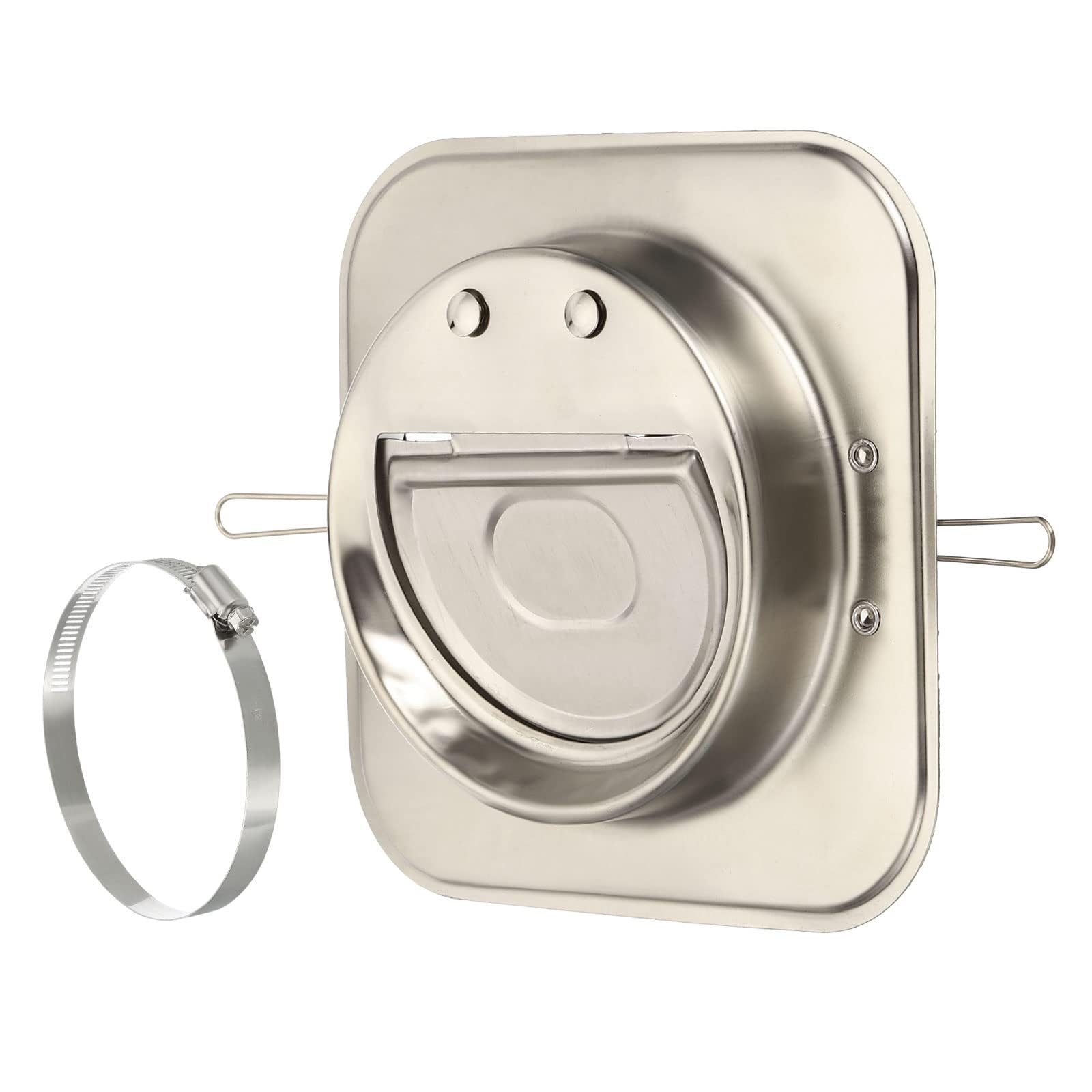 Unifizz 4" Backdraft Damper with Ducting Hose Clamp, 1 Set Stainless Steel Flexible Airflow Insert Backflow Preventer Draft Blocker for Kitchen Bathroom