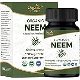 ORGANIC SPREE Neem 120 Tablets | Azadirachta Indica (Neem) | USDA Organic Certified | Healthy Skin and Detox* | Dietary Supplement - 120tab