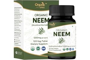 ORGANIC SPREE Neem 120 Tablets | Azadirachta Indica (Neem) | USDA Organic Certified | Healthy Skin and Detox* | Dietary Supplement - 120tab