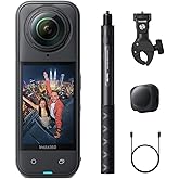 Insta360 X5 Motorcycle Bundle - Waterproof 8K 360° Camera, Rugged & Replaceable Lens, 3-Hour Battery, Clear Audio, Stabilizat