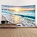 Fabric Tapestry Decorative Wall Art Tablecloth Bedspread Picnic Blanket Beach Throw Blanket for Bedroom Hall Dormitory Living Room Hanging Sea Water Dusk Beach Sunset Print (200 x 150 cm)