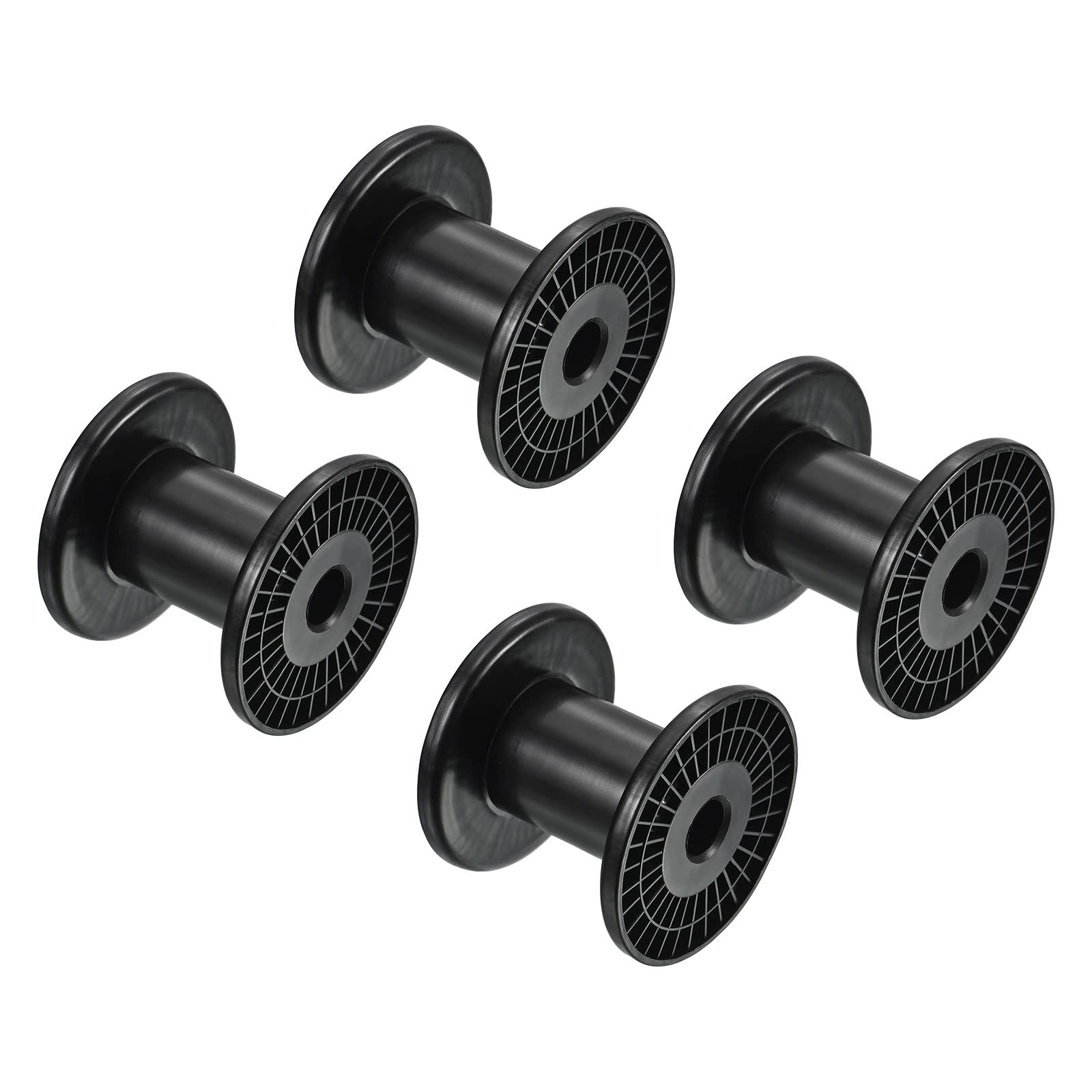 PATIKIL 3.9 Inch Floss Bobbins, 4 Pack Plastic Empty Thread Spools Wire Weaving Bobbin Chain Tape for Sewing Embroidery, Black