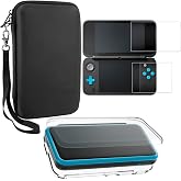 Protective Cases Compatible New 2DS XL with Screen Protectors, AFUNTA 1 Crystal Clear Case and 1 EVA Carrying Case for Consol