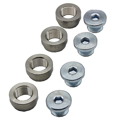 LEDAUT O2 Oxygen Sensor Bung And Plugs (4 Bungs/4 Plugs) Oxygen Sensor Stepped Weld Bung M18X1.5 &iexcl;&shy;