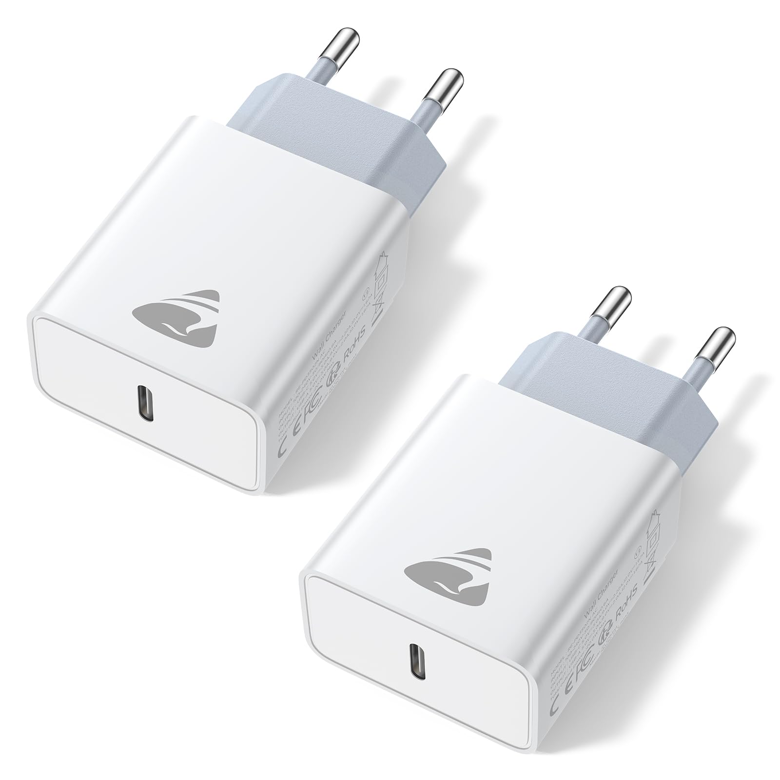 USB C Ladegerät, 2er Pack USB-C Stecker, 20W iPhone Netzteil Adapter PD3.0 Schnellladegerät für iPhone 17 16 15 14, Ladestecker USBC Ladeadapter für Samsung iPad Handy,Fast Charger Type C Netzstecker