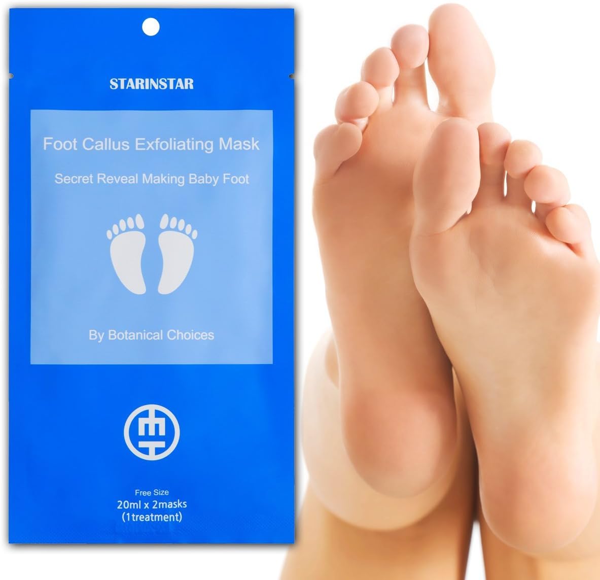MOYAMOYA Foot Callus Exfoliating Mask 1 pair, Botanical Choices- Papaya, Lemon, Apple,Orange extracts, Start Peeling off in 4-7 days after use, Removed further 3-5 days depending on their thickness